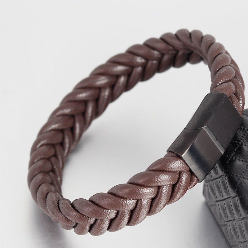 Wholesale of New Multi-layer Woven Punk Alloy Leather Bracelet